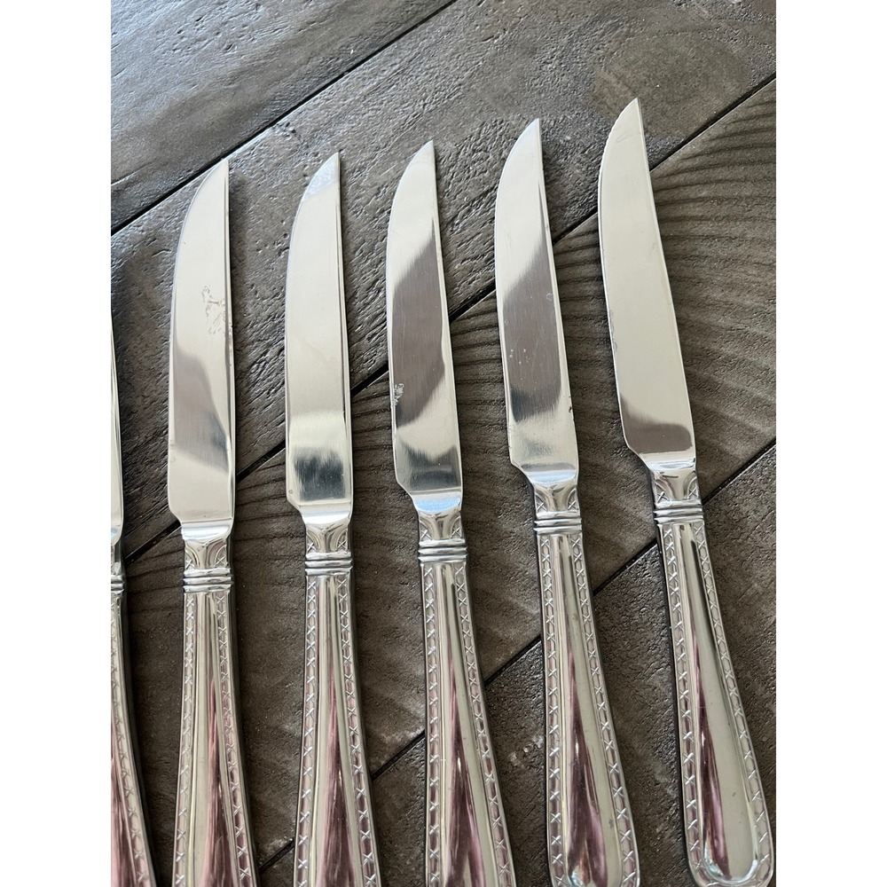 Hampton Silversmiths Stainless Steel Steak Knives Set of 9 Serrated Blade Silver - Picture 6 of 6